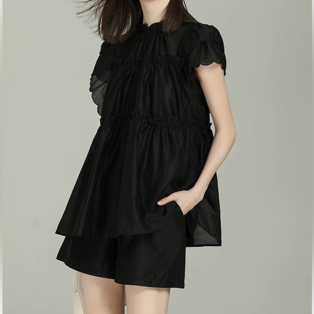 *NEW Flutter Sleeve Top in Cotton-Silk Voile